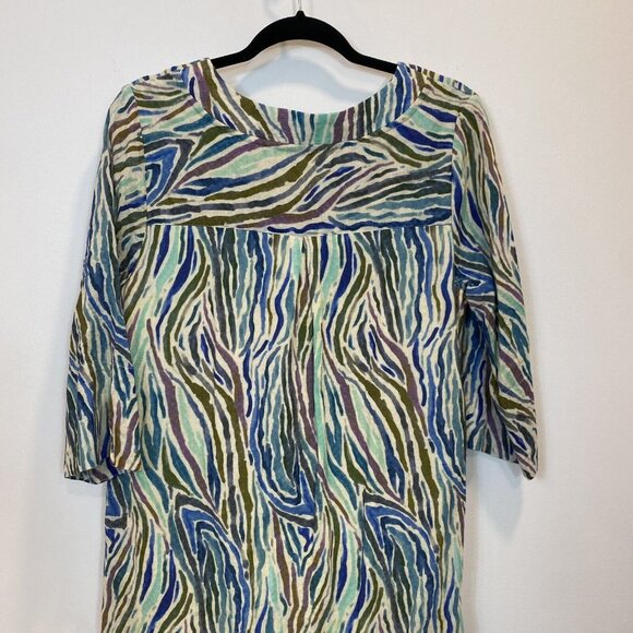 Soft Surroundings Multicolor Wave Pattern Long Sleeve Dress - Picture 11 of 11